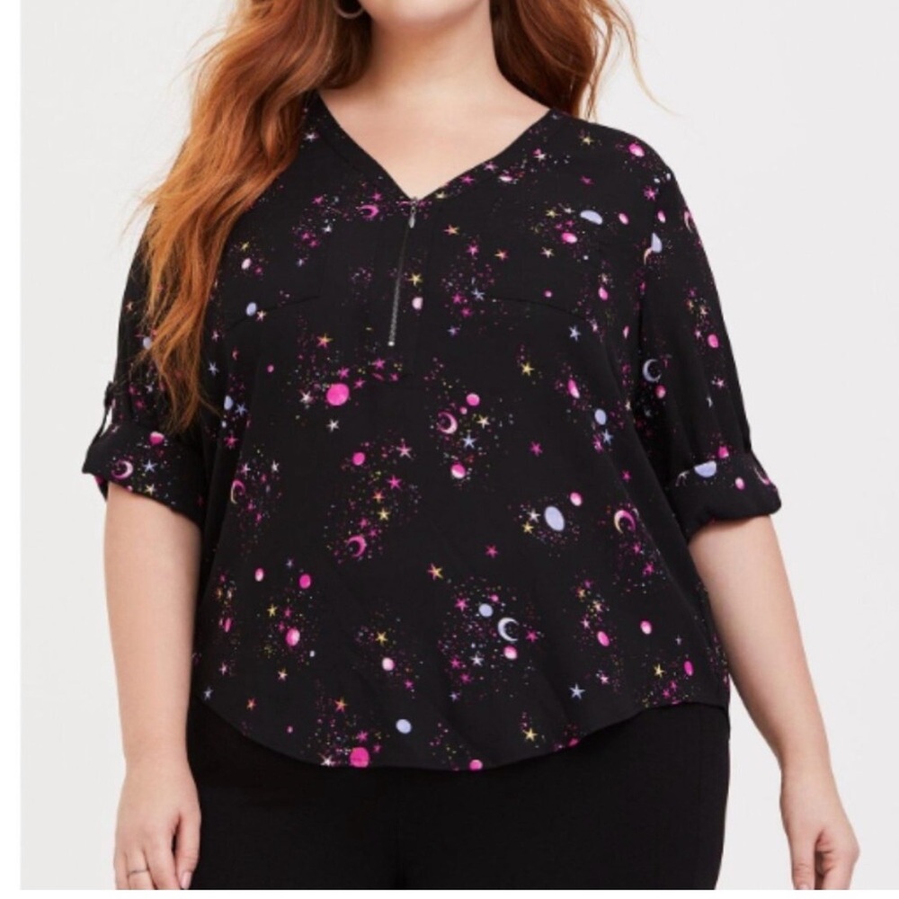 torrid Black Celestial Print V-Neck Blouse